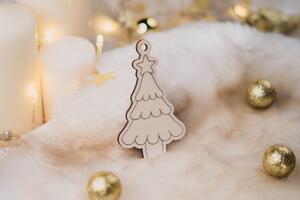 Drevená vianočná ozdoba - omaľovánka stromček