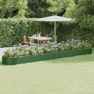 Vyvýšený záhradný záhon práškovaná oceľ 544x100x36 cm zelený