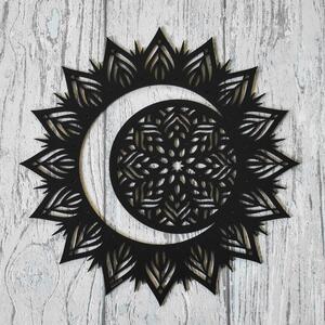 DUBLEZ | Drevená mandala na stenu - Slnko a mesiac