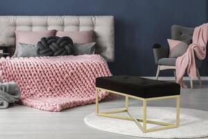 DLHÁ TABURETKA, kov, plast, textil, kompozitné drevo, 90/40/40 cm - Online Only drobný nábytok, Online Only