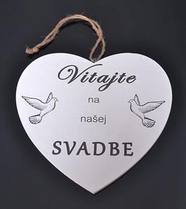 Tabuľka drevená srdce 25cm Svadba