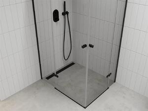 Mexen Roma Duo, sprchovací kút 80 (dvere) x 70 (dvere) cm, 6mm číre sklo, čierny profil, 854-080-070-70-00-02