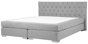 Čalúnená posteľ sivá 180 x 200 cm manželská posteľ dekoratívne gombíky minimalistický moderný dizajn