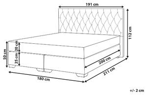 Čalúnená posteľ sivá 180 x 200 cm manželská posteľ dekoratívne gombíky minimalistický moderný dizajn