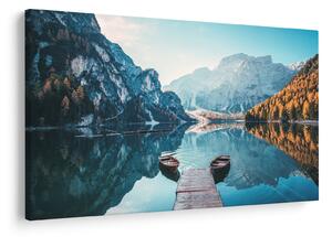 Obraz - Lode na jazere Braies (90x60 cm)