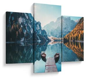 Obraz - Lode na jazere Braies (90x60 cm)