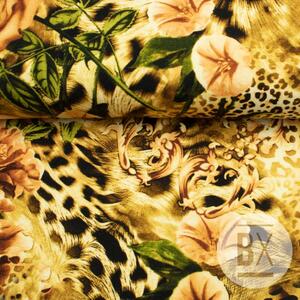 Metráž Teplákovina digital - Leopard ruže