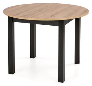 Rozkladací okrúhly stôl 102 Neryt - Dub artisan / Čierny