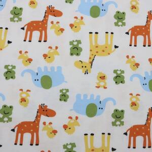 Metráž Tričkovina bavlna spandex - Žirafa, žabka, kačíčka