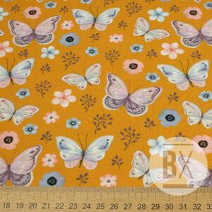 Metráž Tričkovina digital - Motýle žltá horčicová