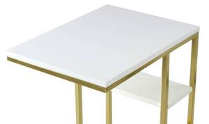 PRÍRUČNÝ STOLÍK, biela, zlatá - Stolíky do obývačky, Online Only