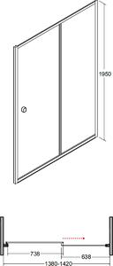 Besco Duo Slide sprchové dvere 140 cm posuvné chróm lesklá/priehľadné sklo DDS-140