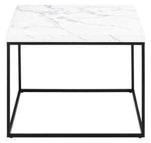 Biely konferenčný stolík s doskou v dekore mramoru 60x60 cm Barossa – Actona