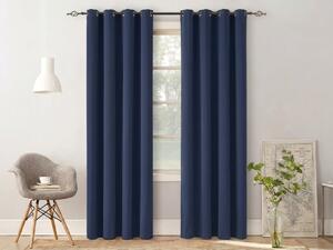 Tmavomodrý záves OXFORD LIGHT 140x250 cm Zavesenie: Kovové krúžky