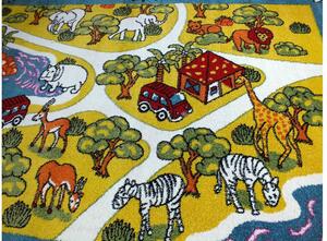 Detský koberec Veselá zoo - modrý