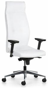 Kožené kancelárske kreslo MEGA, biela