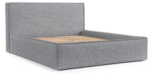 Sivá čalúnená dvojlôžková posteľ s úložným priestorom s roštom 200x200 cm Lounge L – Maison de Rêve