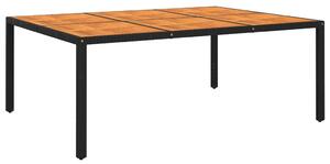 Záhradný stôl 200x150x75 cm akáciové drevo a polyratan čierny