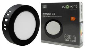 LED stropné svietidlo na stenu, okrúhle, 6W, 660lm, čierne, 4000K