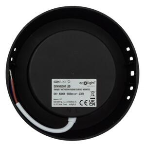 LED stropné svietidlo na stenu, okrúhle, 6W, 660lm, čierne, 4000K