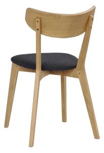 Hnedá dubová jedálenská stolička s tmavosivým sedadlom Rowico Ami