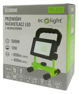 ECOLIGHT Prenosný 10W LED reflektor s batériou