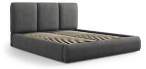 Sivá čalúnená dvojlôžková posteľ s úložným priestorom s roštom 180x200 cm Brody – Mazzini Beds
