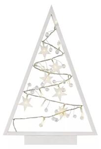 DCWW27 EMOS vianočná dekorácia LED drevená – stromček, 40cm, 2xAA, teplá biela, časovač, biela
