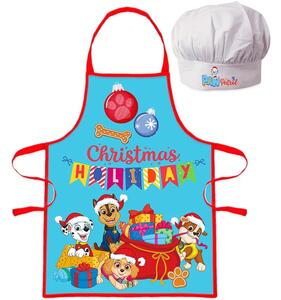 Detská vianočná zástera s kuchárskou čiapkou Tlapková patrola - Paw Patrol - 2 diely - pre deti 3 - 8 rokov