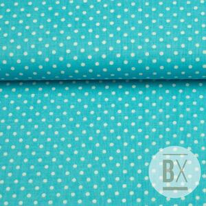 Metráž Bavlna vzorovaná - Bodka 2mm modrá tyrkysová