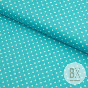 Metráž Bavlna vzorovaná - Bodka 2mm modrá tyrkysová