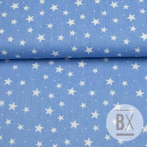 Metráž Bavlna vzorovaná - Hviezdy 4-7mm modrá nezábudka