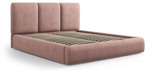 Svetloružová čalúnená dvojlôžková posteľ s úložným priestorom s roštom 140x200 cm Brody – Mazzini Beds