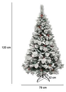 Umelá borovica zasnežená, v rôznych veľkostiach, 120 cm