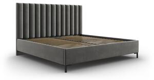 Sivá čalúnená dvojlôžková posteľ s úložným priestorom s roštom 200x200 cm Casey – Mazzini Beds