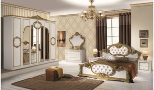 Spálňa BAROK BIANCO- zlatá- biela, 4 dverová skriňa , posteľ 160x200 cm
