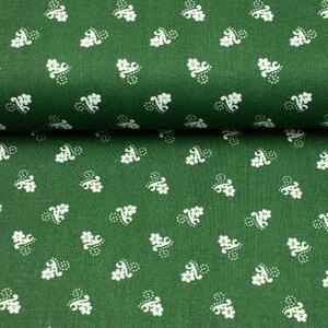 Metráž Bavlna ľudový vzor - Kvet mini na zelenom