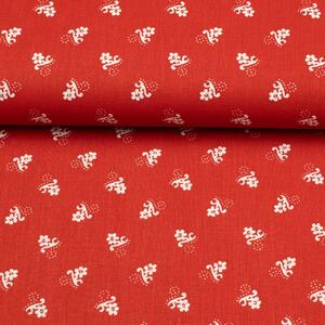 Metráž Bavlna ľudový vzor - Kvet mini na červenom