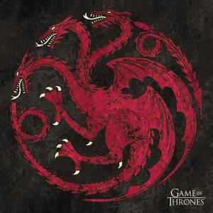 Umelecká tlač Game of Thrones - Targaryen sigil, (40 x 40 cm)