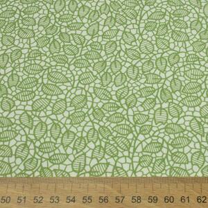 Metráž Bavlna vzorovaná - Zelené lístky na bielom