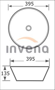 Invena Tinos, keramické umývadlo na dosku 39,5x39,5x13,5 cm, čierna-biela, INV-CE-43-041-C