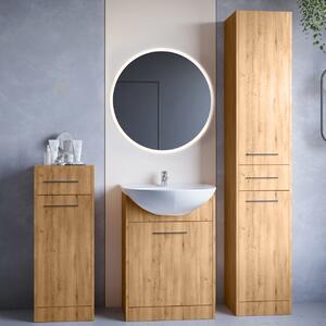 MEBLINE Kúpeľňový nábytok so zrkadlom SLIDO MINI LED dub artisan