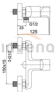 Invena Nyks, nástenná vaňová batéria bez sprchovej sady, chróm lesklý, INV-BW-28-001-S