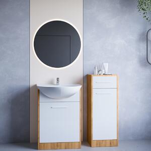 MEBLINE Kúpeľňový nábytok so zrkadlom NEPPA MINI LED dub artisan / biely laminát