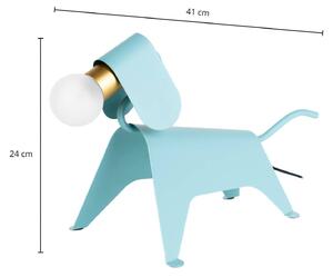 Stolná LED lampa Lucande Idalina, pes, svetlomodrá