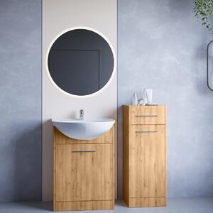 MEBLINE Kúpeľňový nábytok so zrkadlom NEPPA MINI LED dub artisan