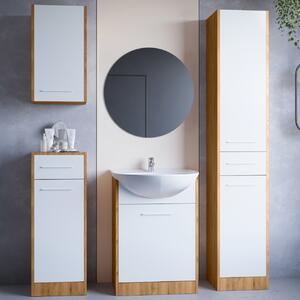 MEBLINE Kúpeľňový nábytok so zrkadlom SLIDO dub artisan / biely laminát