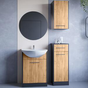 MEBLINE Kúpeľňový nábytok so zrkadlom NEPPA čierny / dub artisan