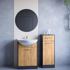 MEBLINE Kúpeľňový nábytok so zrkadlom NEPPA MINI čierny / dub artisan