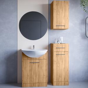 MEBLINE Kúpeľňový nábytok so zrkadlom NEPPA dub artisan